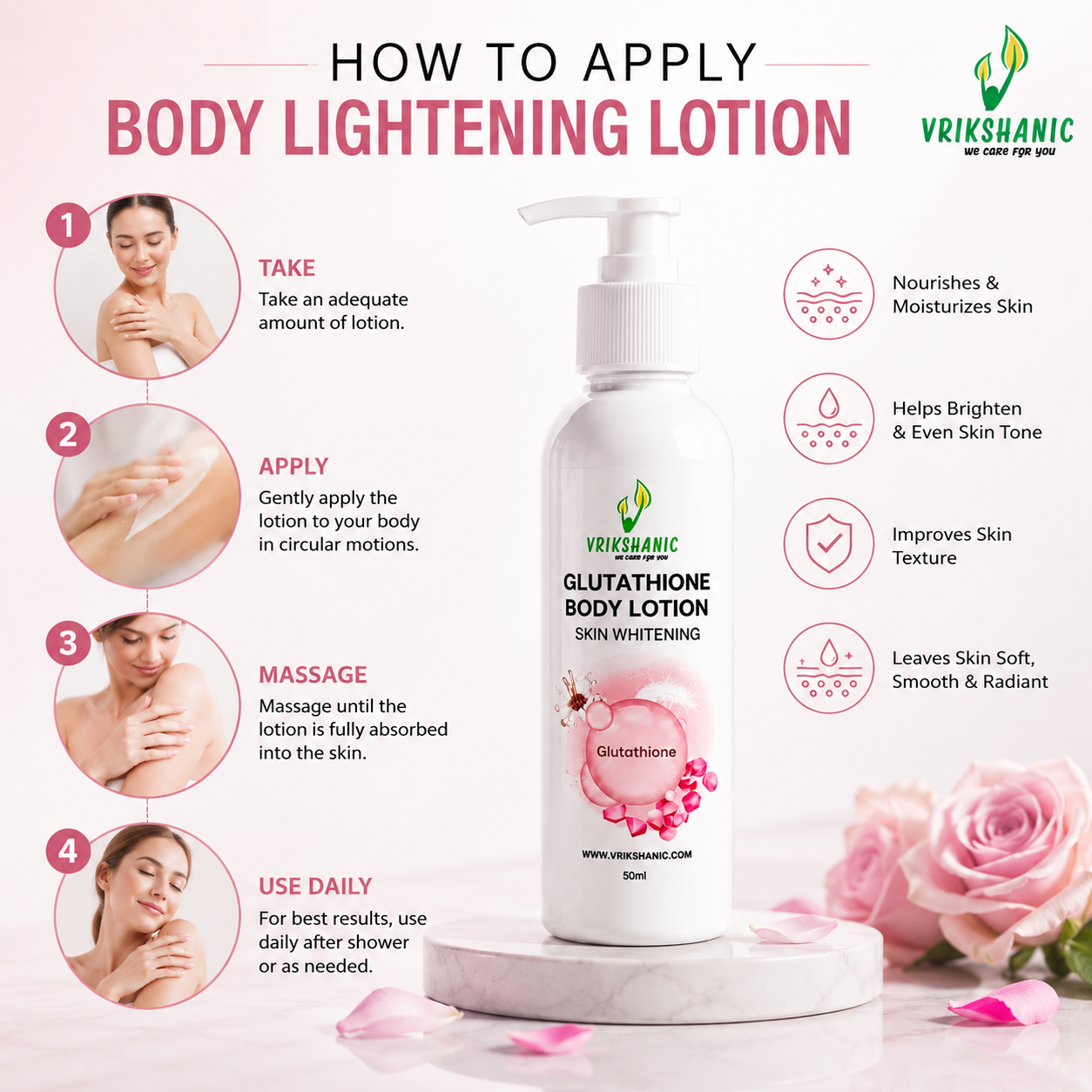 glutathione body lotion for skin whitening Labn Care Niacinamide , Brightening body lotion smoother and more radiant , Infused with glutathione and niacinamide to help improve skin tone , Deeply Glutathione + Collagen toning Body