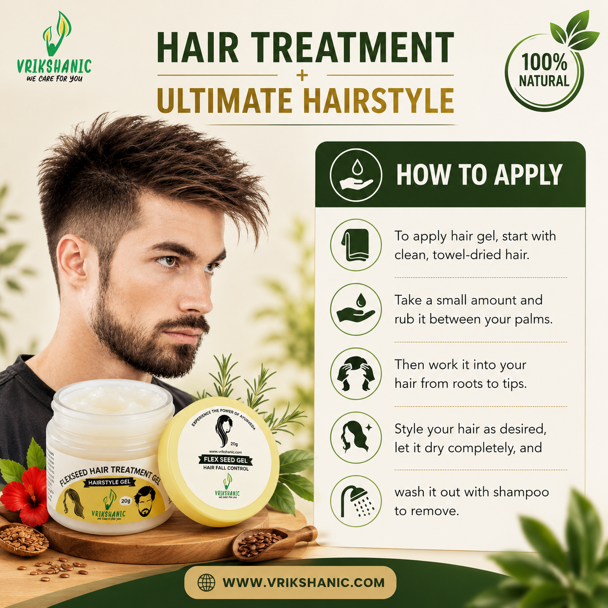 FLAXSEED HAIR TREATMENT GEL - Vrikshanic