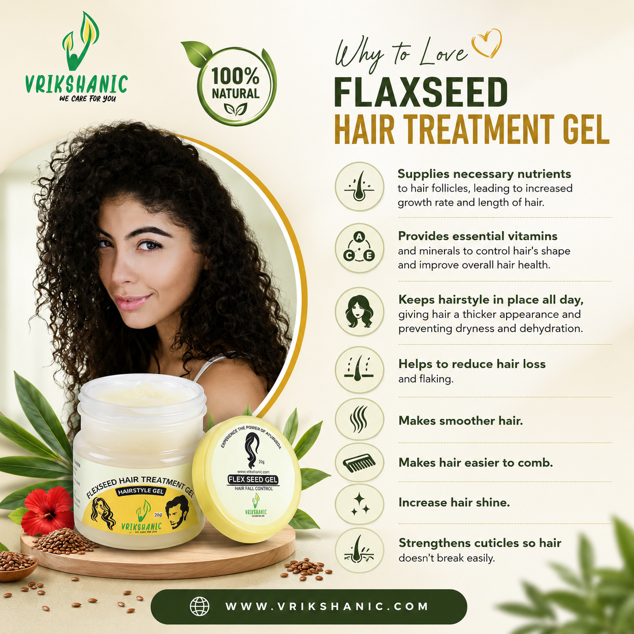 FLAXSEED HAIR TREATMENT GEL - Vrikshanic
