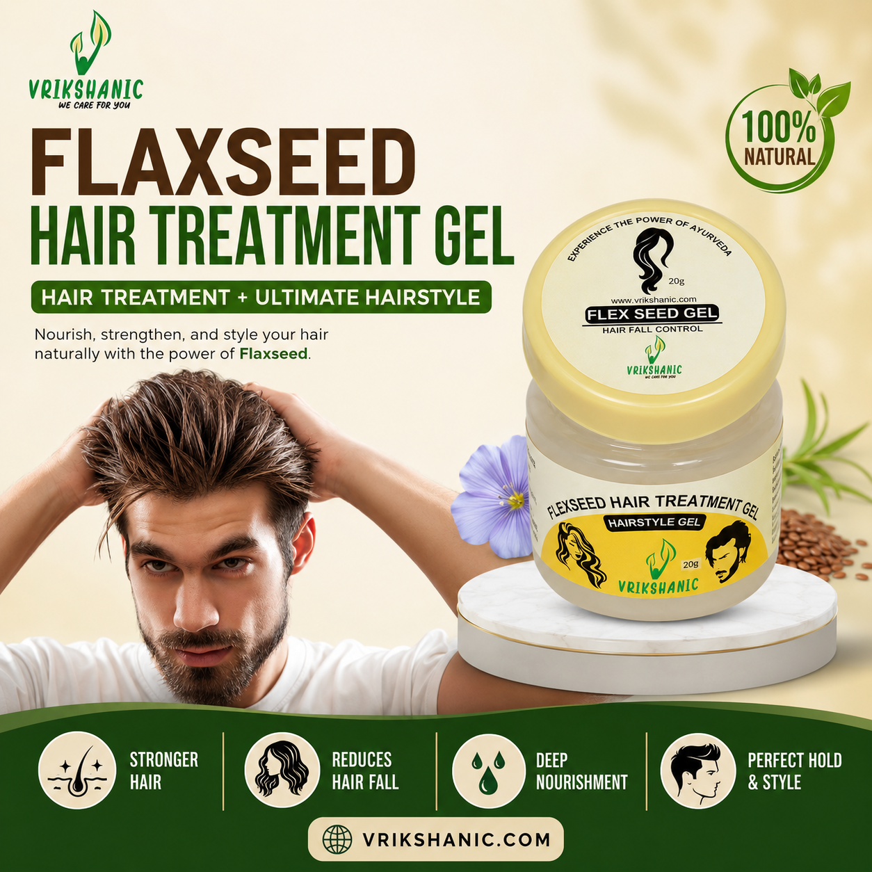 FLAXSEED HAIR TREATMENT GEL - Vrikshanic