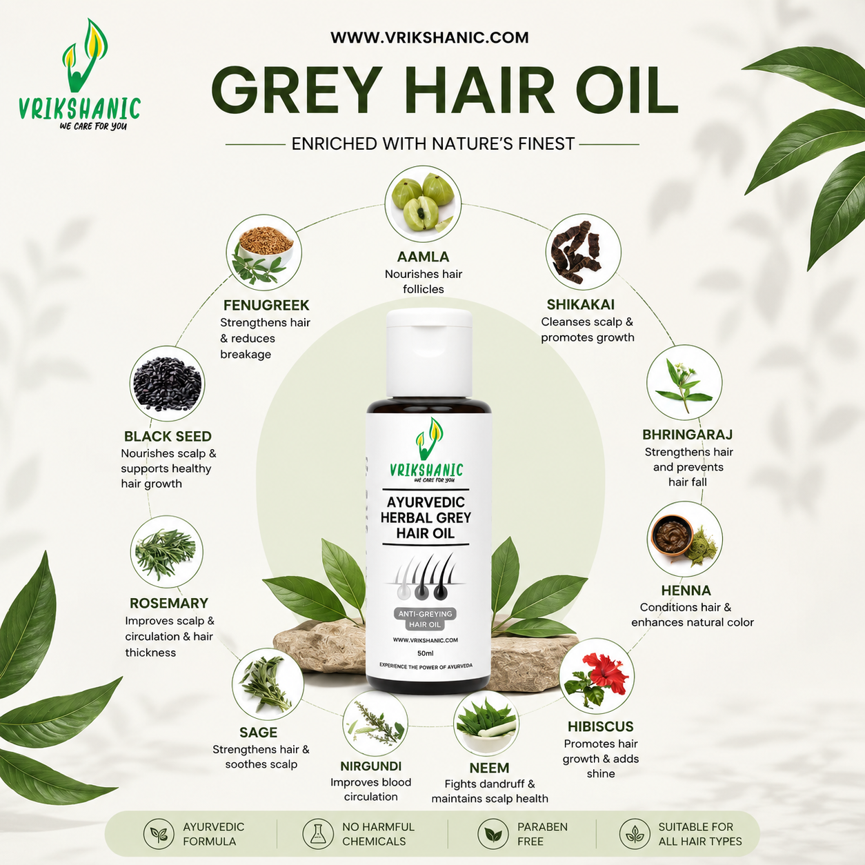 Ayurvedic Herbal Grey Hair Oil
